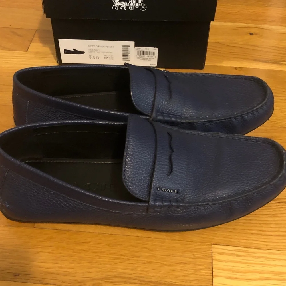 Men Coach Mott driver slip ons size 9.5D In navy